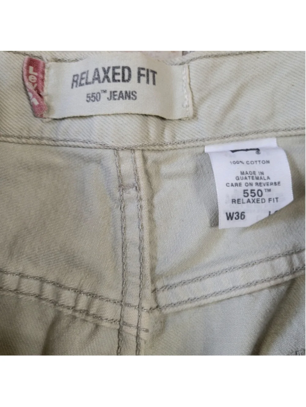 Levi's 505 Relaxed Fit Beige 100% Cotton Straight Jeans Size 38/30 Men's Pre-own